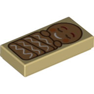 Tile 1 x 2 with Ginger Bread Man/Baby Under Blanket Print (Tan)