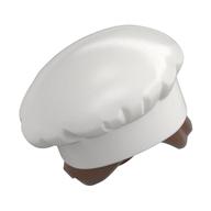 Hair and Hat, Chef with Reddish Brown Hair with Bun (White)