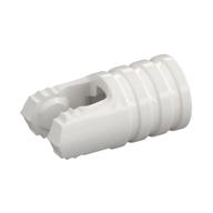 Hinge Cylinder 1 x 2 Locking with 2 Click Fingers and Axle Hole, 7 Teeth (White)