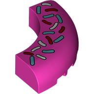 Brick Round Corner 5 x 5 x 1 Curved, Bottom Cut Outs, No Studs, 7 Bottom Tubes with Doughnut Sprinkles Print (Dark Pink)
