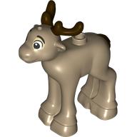 Animal, Reindeer Baby with Dark Brown Antlers Print (Dark Tan)