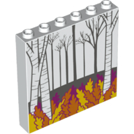 Panel 1 x 6 x 5 with Forest, Tress, Autumn Leaves Print (White)