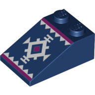 Brick Sloped 33° 3 x 2 with White Snowflake, Dark Purple Lines Print (Dark Blue)