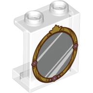 Panel 1 x 2 x 2 with Mirror, Golden Frame, Crown Print (Trans-Clear)