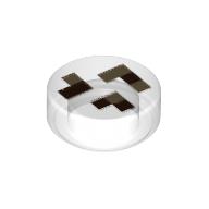 Tile Round 1 x 1 with Brown and Tan Squares Print (Trans-Clear)