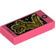 Tile 1 x 2 with Smart Phone and Yellow Ghost Print (Coral)