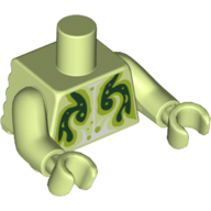 Torso Short with Back Ridges, with Dark Green / Lime Monster Print, Yellowish Green Arms and Hands (Yellowish Green)