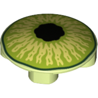 Plate Round 2 x 2 with Rounded Bottom with Green Monster Eye Print (Yellowish Green)