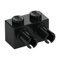 Brick Special 1 x 2 with 2 Pins, Square Pin Holes (Black)