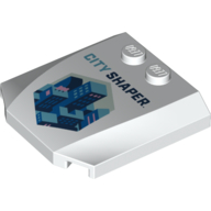 Brick Wedged, Curved Triple 4 x 4 x 2/3, 2 Studs with 'CITY SHAPER' Print (White)