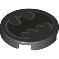 Tile Round 2 x 2 with Black Batman Logo Print (Black)
