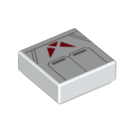 Tile 1 x 1 with Light Bluish Grey, Red Triangles Print (White)