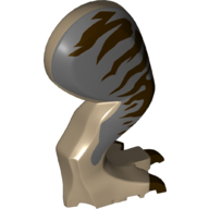 Animal Body Part, Dinosaur, Tyrannosaurus Rex Leg, Right, with Pin, Dark Brown Claws and Dark Brown Stripes on Dark Bluish Gray Print (Dark Tan)