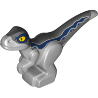 Animal, Dinosaur, Raptor, Baby, Dark Blue Stripes (Light Bluish Gray)