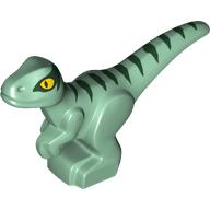 Animal, Dinosaur, Raptor, Baby, Dark Green Stripes (Sand Green)