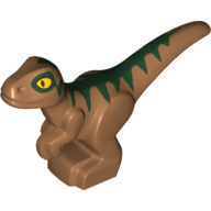 Animal, Dinosaur, Raptor, Baby, Dark Green Stripes (Medium Nougat)