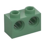 Technic Brick 1 x 2 [2 Pin Holes] (Sand Green)