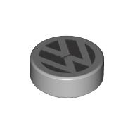 Tile Round 1 x 1 with VW Logo Print (Light Bluish Gray)