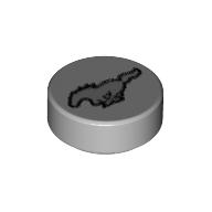 Tile Round 1 x 1 with Mustang Logo Print (Light Bluish Gray)