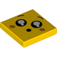Tile 2 x 2 with Face, Big Open Eyes Print (Yellow)