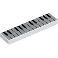 Tile 1 x 4 with Piano Keyboard Print (White)