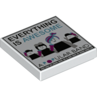 Tile 2 x 2 with The LEGO Movie 2 Everything is Awesome A Popular Band Record Cover, Lucy / WyldStyle (White)