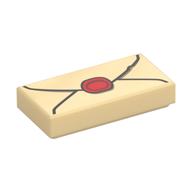 Tile 1 x 2 with Letter, Red Seal Print (Tan)