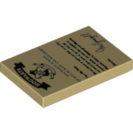 Tile 2 x 3 with Hogwarts Letter Print (Tan)