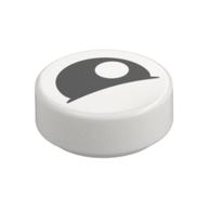 Tile Round 1 x 1 with Black Eye with Off-Side Pupil Partially Closed Print (White)