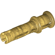 Technic Pin Long with Friction Ridges Lengthwise and Stop Bush [3 Lateral Holes, Big Pin Hole] (Pearl Gold)