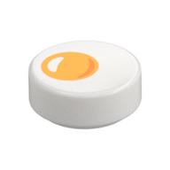 Tile Round 1 x 1 with Egg with Yolk Print (White)