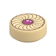 Tile Round 1 x 1 with Jam in Center Cookie Print (Tan)