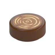 Tile Round 1 x 1 with Tree Stump, Wood Log Print (Reddish Brown)