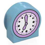 Duplo Brick 1 x 3 x 2 Round Top, Cut Away Sides with Clock Face Print (Medium Azure)