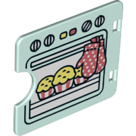 Duplo Door / Window with Cutout (Semi Oval) with Oven Door and Muffins Print (Light Aqua)