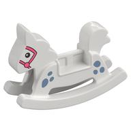 Duplo Rocking Horse with Coral Reins Print (White)