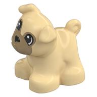 Duplo Animal Dog, Pug with Dark Tan Face and Black Nose Print (Tan)