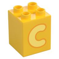 Duplo Brick 2 x 2 x 2 with Bright Light Yellow 'C' Print (Yellow)