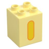 Duplo Brick 2 x 2 x 2 with Yellow 'I' Print (Bright Light Yellow)