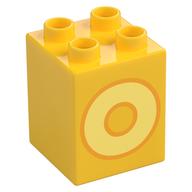 Duplo Brick 2 x 2 x 2 with Bight Light Yellow 'O' Print (Yellow)