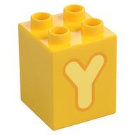 Duplo Brick 2 x 2 x 2 with Bright Light Yellow 'Y' Print (Yellow)