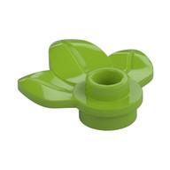 Plant, Plate 1 x 1 Round with 3 Leaves (Lime)