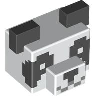 Animal Body Part, Panda Head, Pixelated Eyes, Nose, and Mouth Print (White)