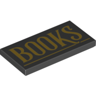 Tile 2 x 4 with 'BOOKS' Print (Black)