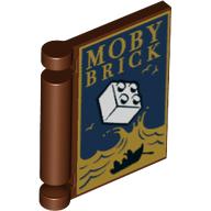 Book Cover with 'MOBY BRICK', Waves, White 2 x 2 Lego Brick Print (Reddish Brown)