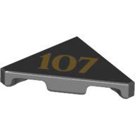 Tile 45° Cut 2 x 2 (Triangle) with '107' Print (Black)