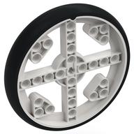 Wheel 88 x 14 with 4 Spokes with 4 Holes, 4 Inserts and Black Integral Tire (White)