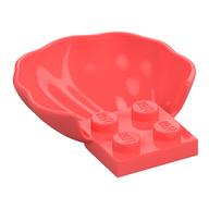 Animal Body Part, Clam / Scallop Half Shell with 4 Studs (Coral)