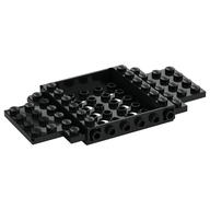 Vehicle Base 6 x 12 x 1 with Holes, 5 x 4 Recessed Center, 6 Studs On sides, 1 x 2 Cutouts on Ends (Black)