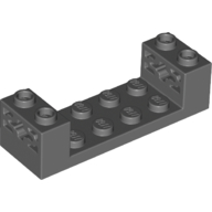 Brick Special 2 x 6 x 1 1/3 with Axle Holes and 2 x 4 Recessed, Bar at Underside (Dark Bluish Gray)